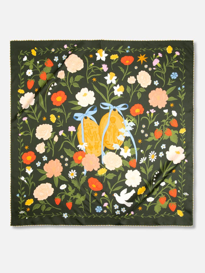 Foulard en soie Médaille Miraculeuse pour la vente par Be A Heart
