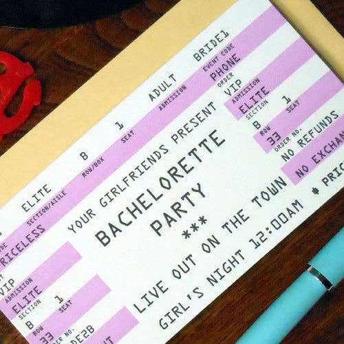 a. favorite design - Wholesale Wedding Card - Bachlorette Rock Ticket2