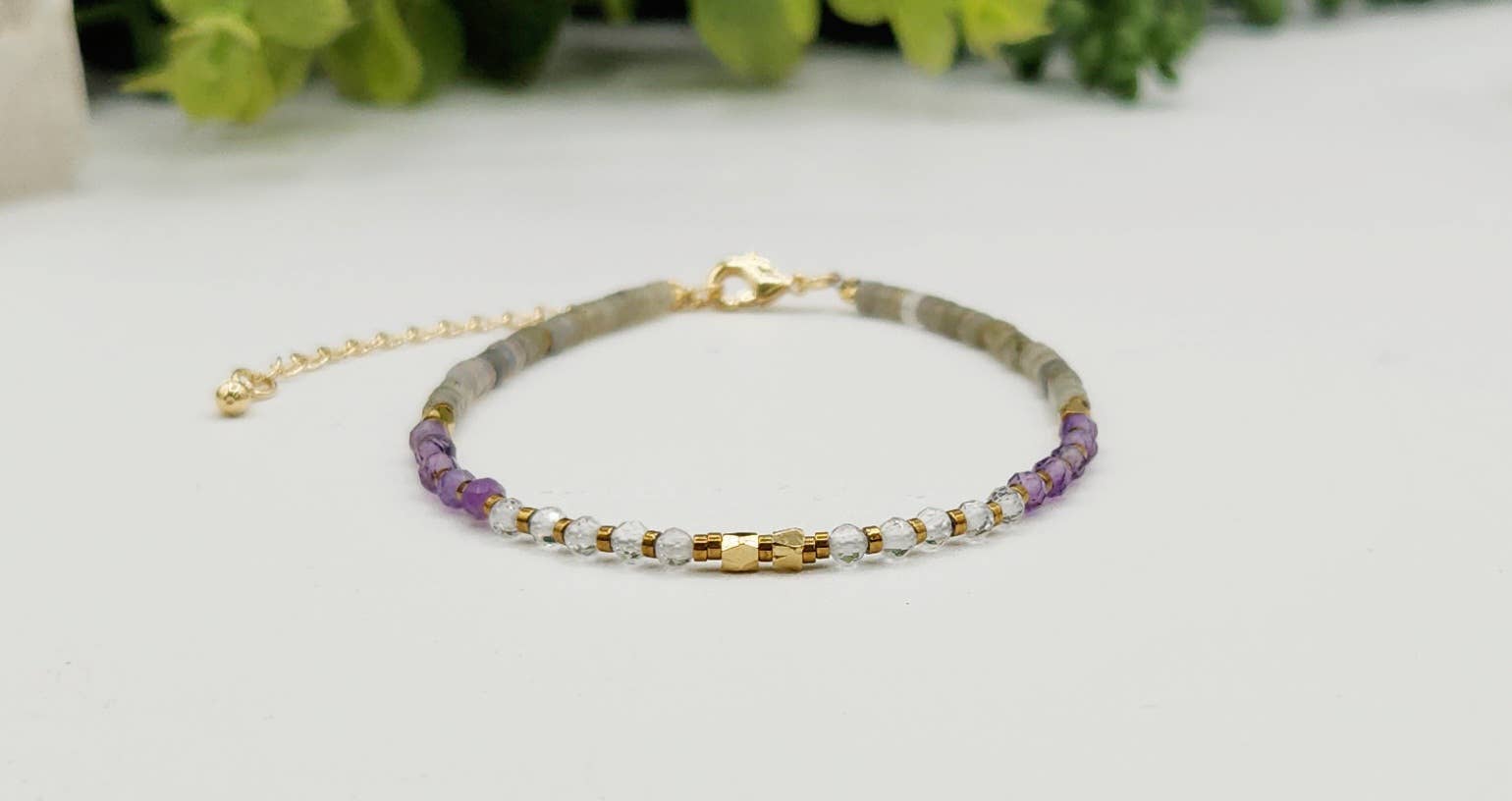Meraki Gemstones - Wholesale Beaded Bracelet - TRANSFORMATION/CHANGE-Quartz/Amethyst/Labradorite Bracelet 1