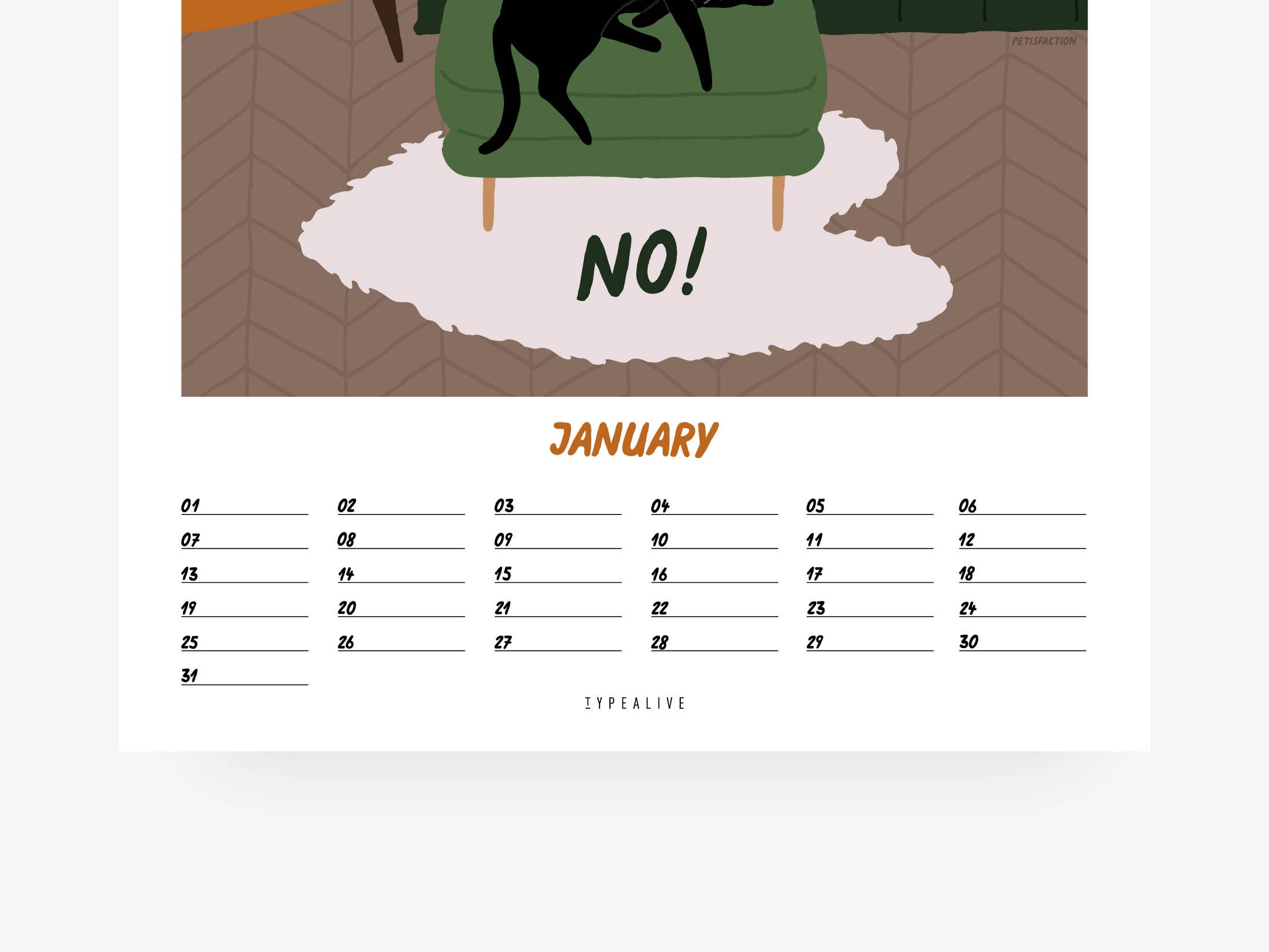 typealive - Wholesale Calendar - Wall calendar/Petisfaction “Cats”3