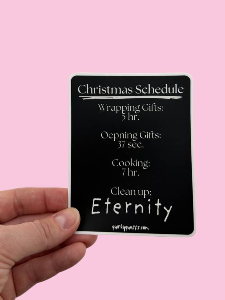 Christmas Schedule Sticker for wholesale by Quirky Quaffs