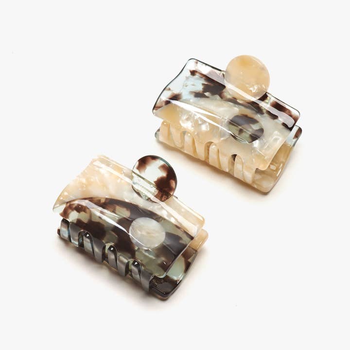 WINONA IRENE - Venta al por mayor Horquilla para el pelo - Mujer - Set de garras pequeñas Yin Yang de acetato con forma de caparazón de tortuga azul