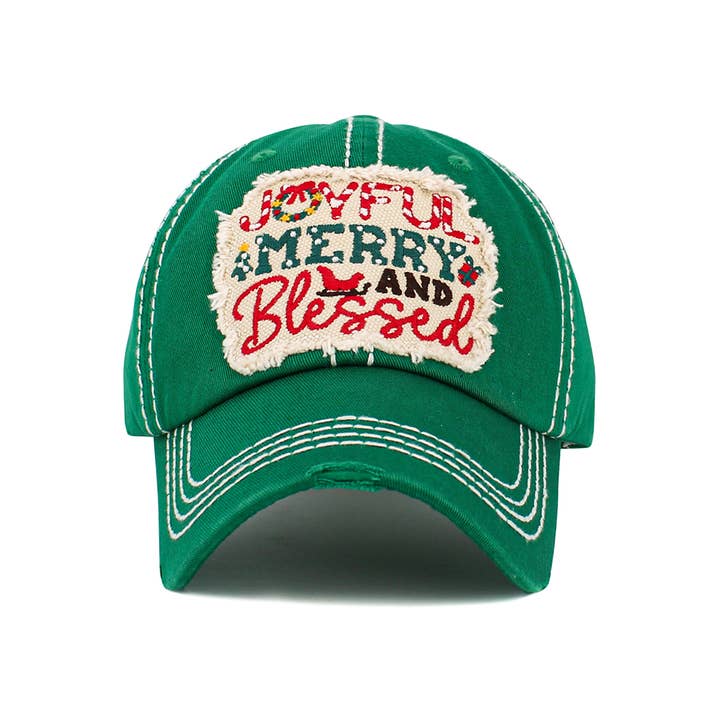 Hana - Wholesale Baseball Cap - Women's - JOYFUL Christmas Holiday Washed Vintage Baseball Cap