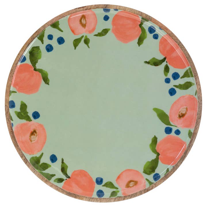 Plateau rond en bois de manguier Peaches Design de 11,75 pouces pour la vente par Boston International