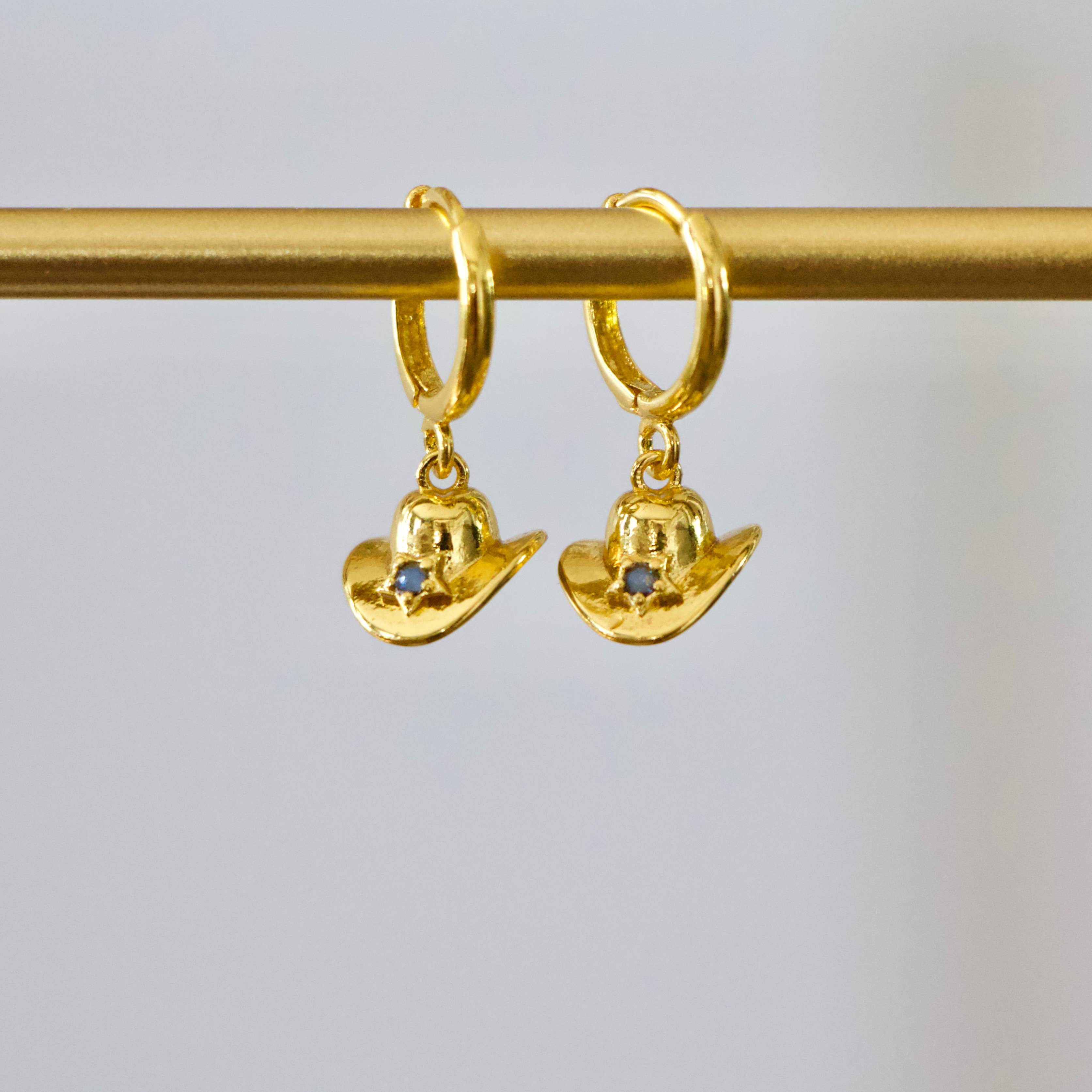 Mesa Blue - Wholesale Huggie Earrings - Opal Cowboy Hat Huggie Earrings