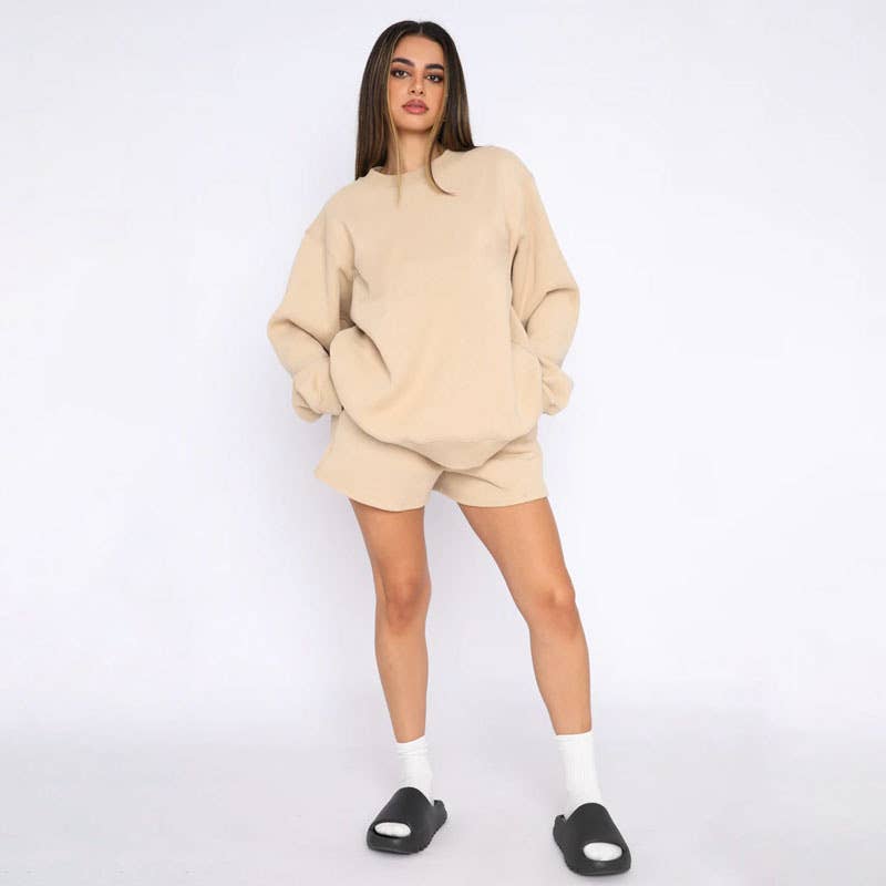 Masyal – wholesale Lounge set – Women's – Spring and Autumn Long Sleeve Sweatshirt Women's Shorts Set11