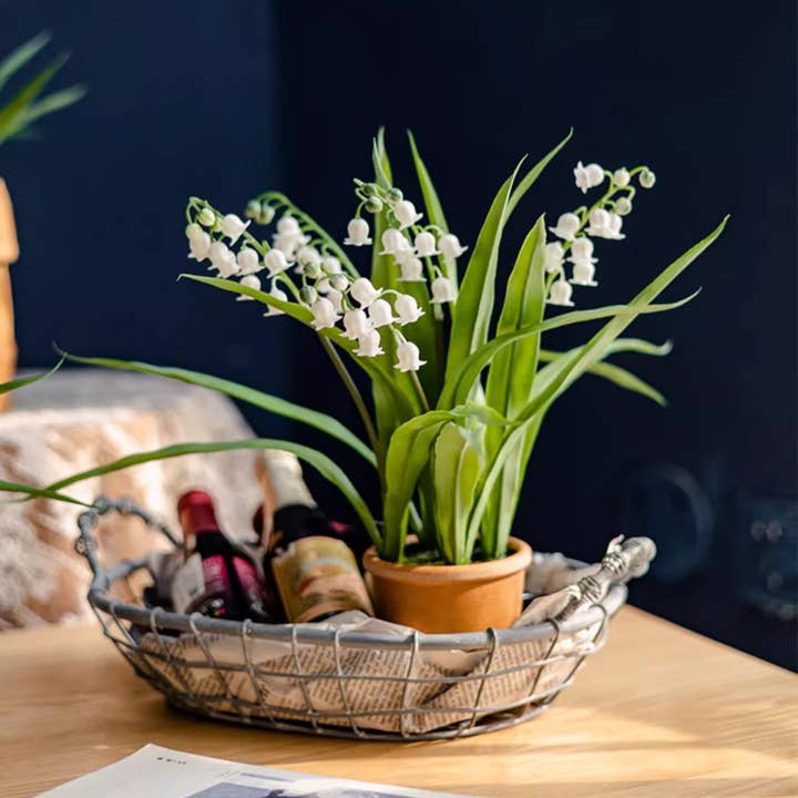 Rustic Reach - Wholesale Artificial Flowers - Faux Lily of the Valley in Brown Pot