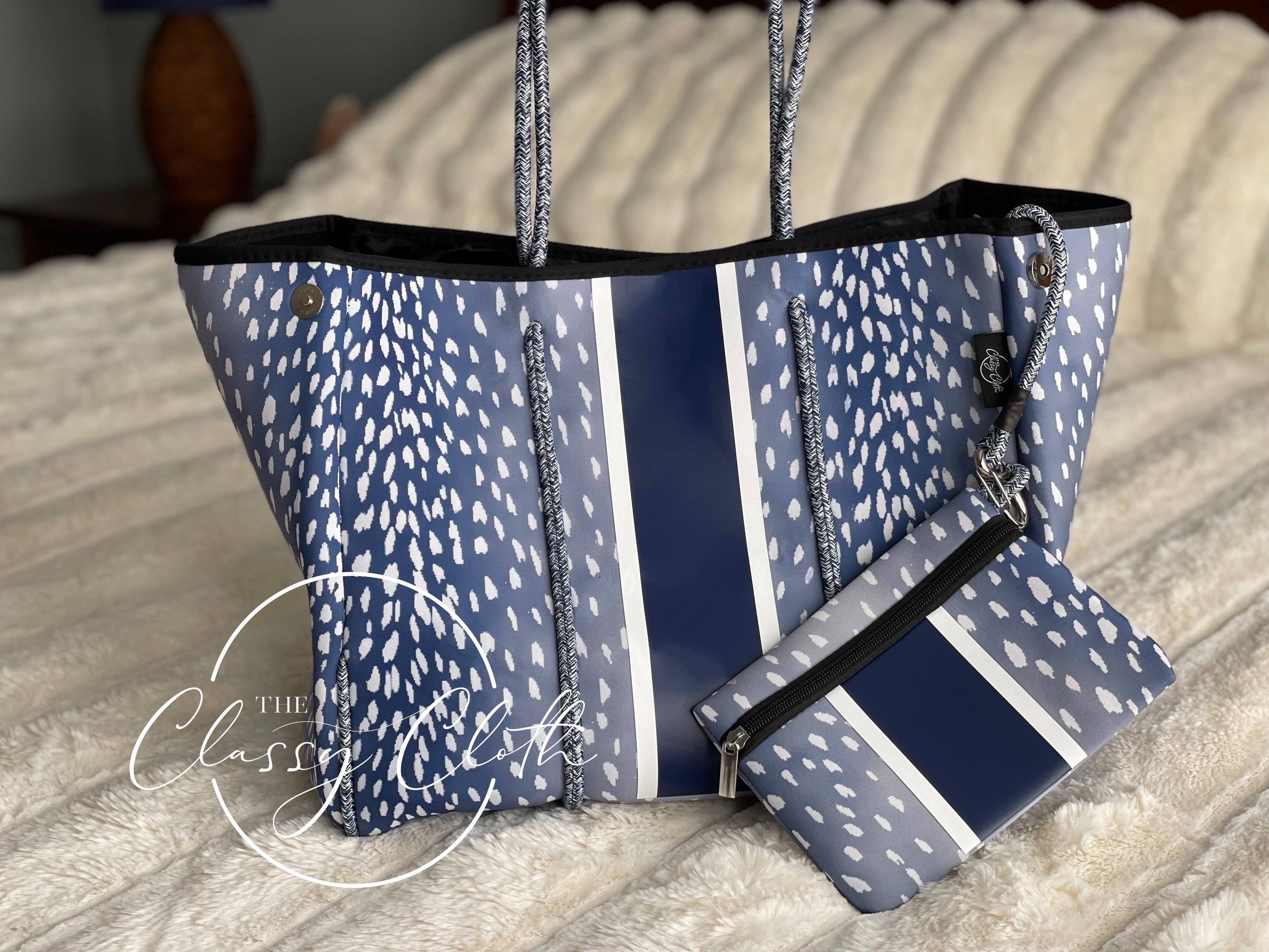 The Classy Cloth WS - Wholesale Tote Bag - Unisex - Neoprene Carryall Tote - Navy Speckled RTS7