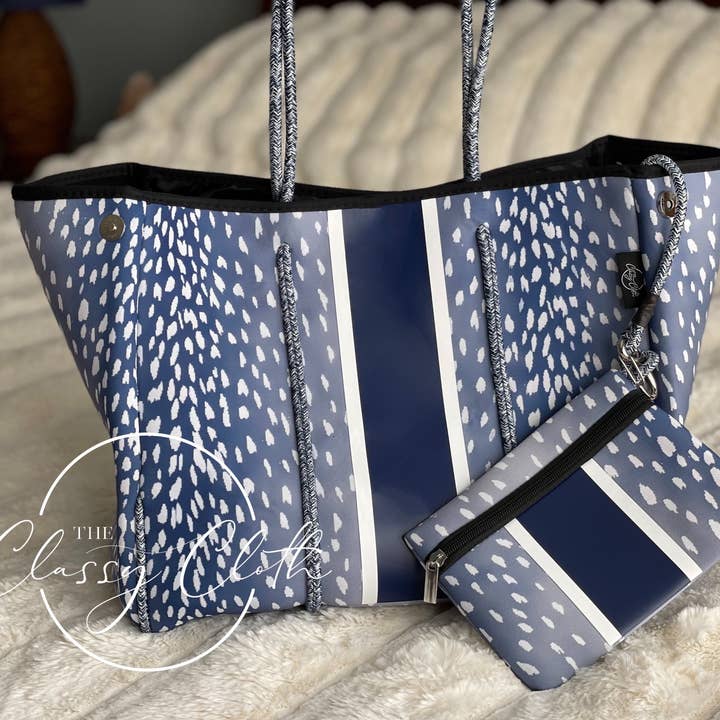 The Classy Cloth WS - Wholesale Tote Bag - Unisex - Neoprene Carryall Tote - Navy Speckled RTS7