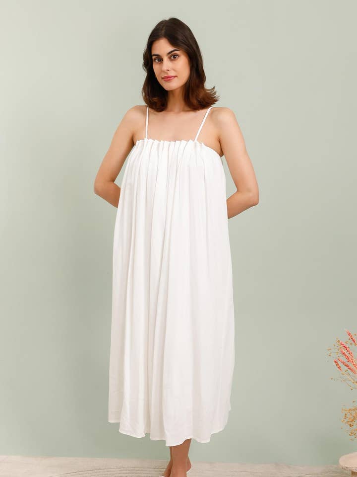 White 5837 LONG PLAIN DRESS for wholesale on Faire1