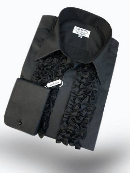 Volangskjorta, bomull, svart färg för wholesale av Angelino