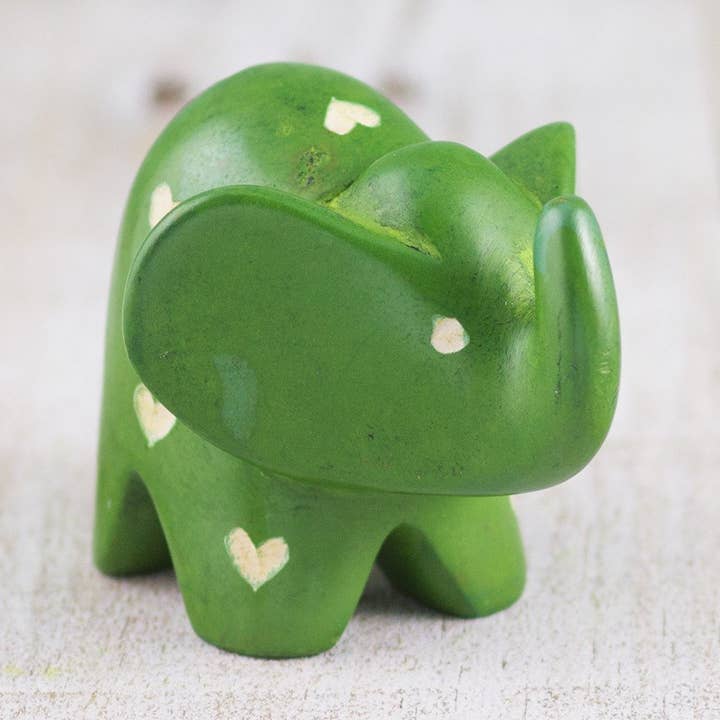 Soapstone Big-Eared Elephant Green for wholesale by Mr. Ellie Pooh