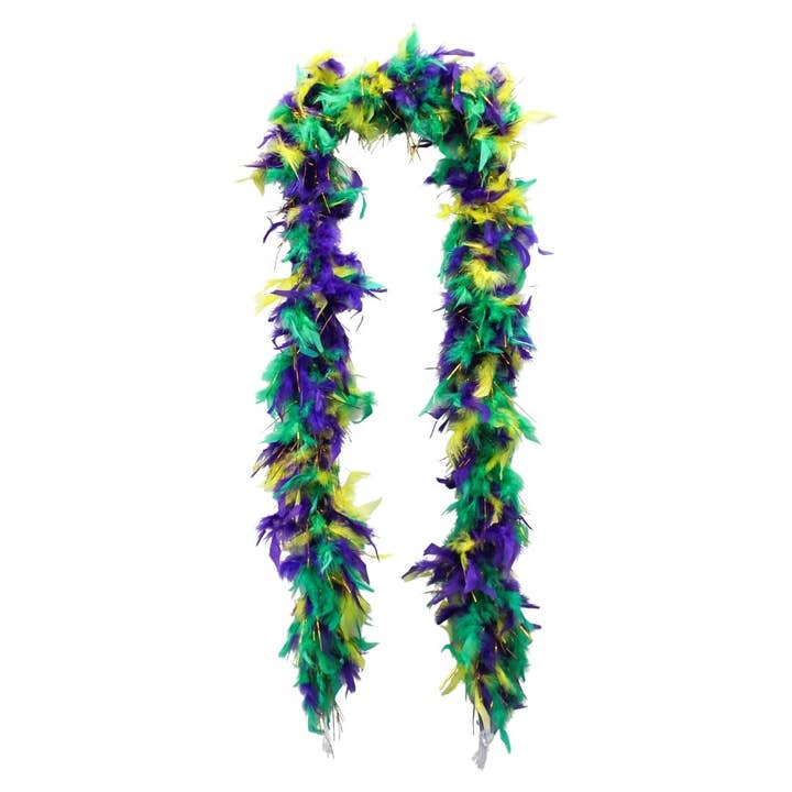 6' Purple, Green and Gold Boa with Gold Tinsel (Each) for wholesale by Plush Appeal LLC