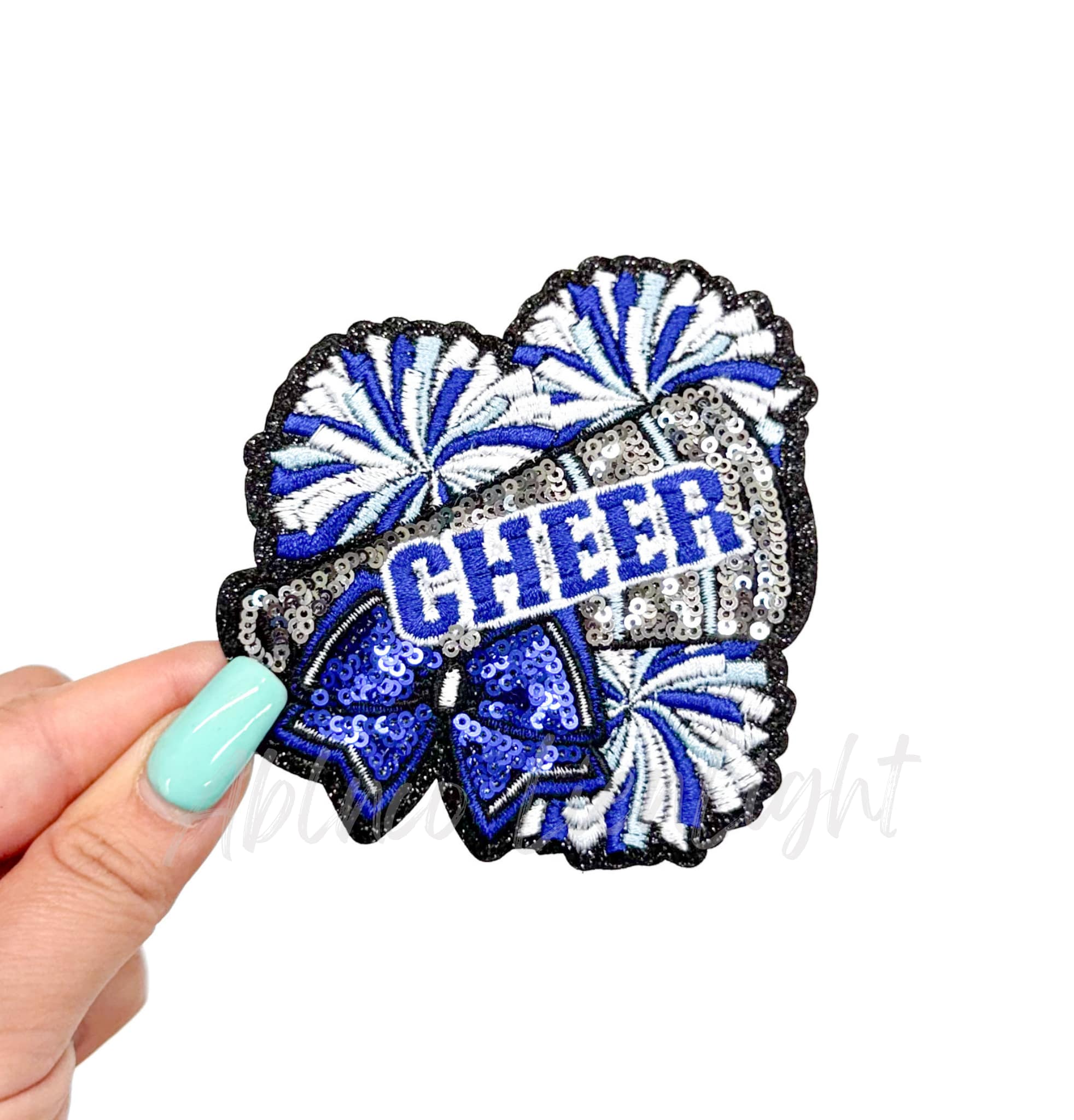 ABLNco - Wholesale Patch - Royal Cheer Bow Megaphone Poms Sequin Patch - Small