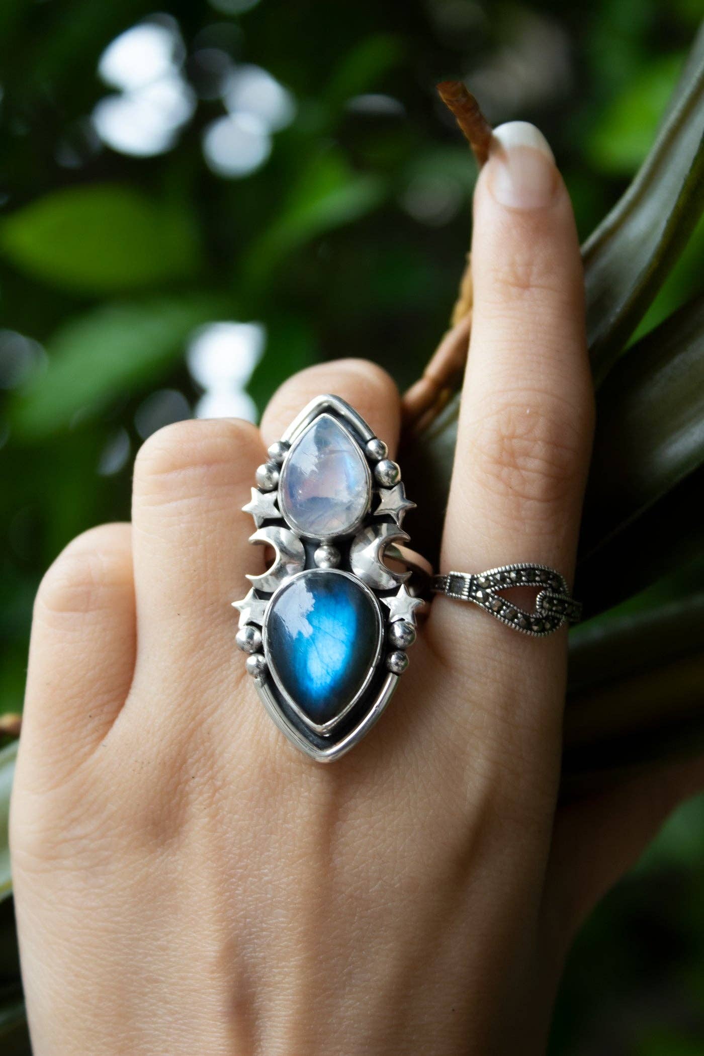 Ambra Jewels - Wholesale Cocktail/Statement Ring - Stellar Tides – Labradorite & Moonstone Celestial Ring5