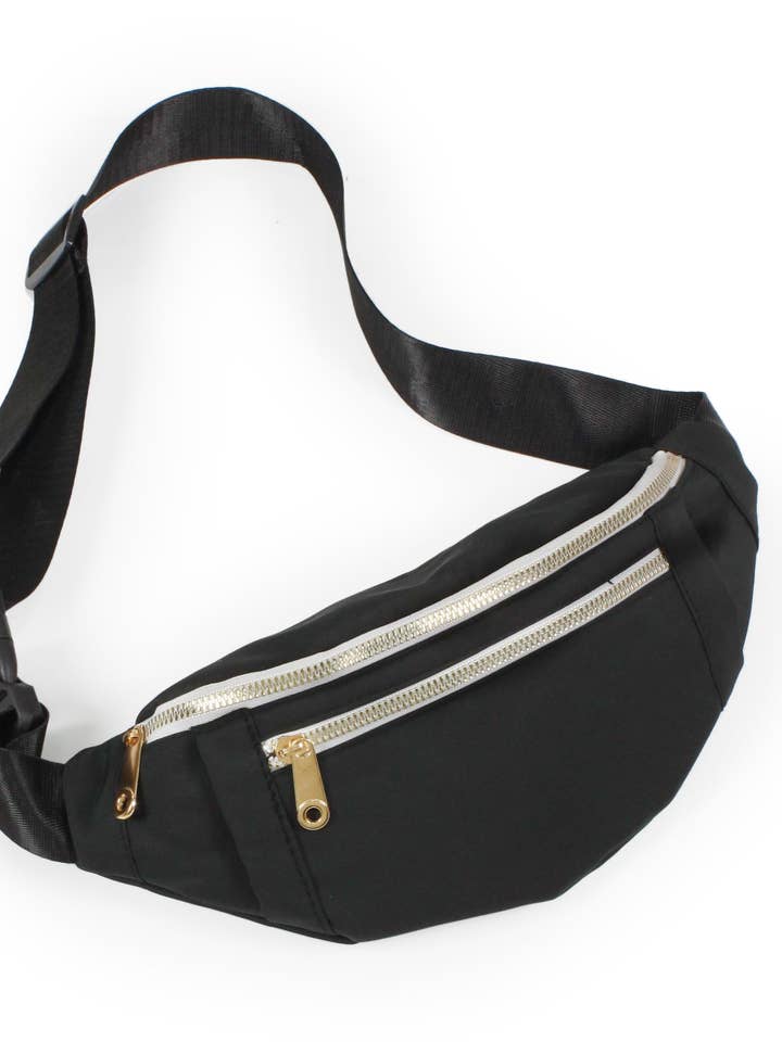 Women's Belt Bag with Double Zippers for wholesale by Accessorize Me