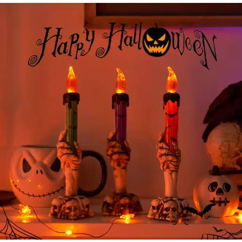 Holiday Farm - Wholesale Flameless Candle - Skeleton Hand Lantern Table Lamp Halloween Decor2