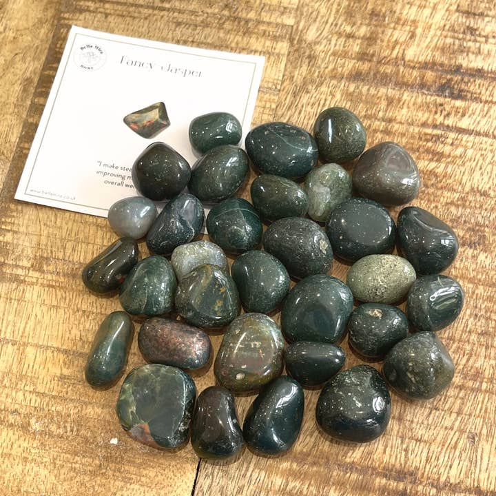 Fancy Jasper Tumbled Crystals 100gms With Info Cards for wholesale by BellaMira Home