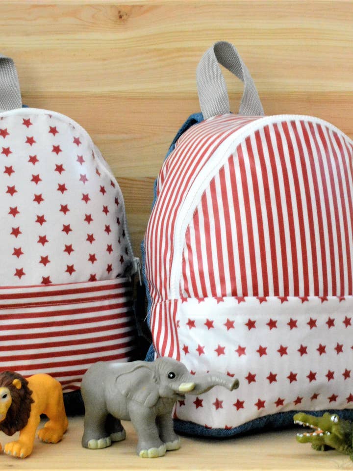 Zaino a righe e stelle rosse per la vendita all'ingrosso da parte di Pêra Doce