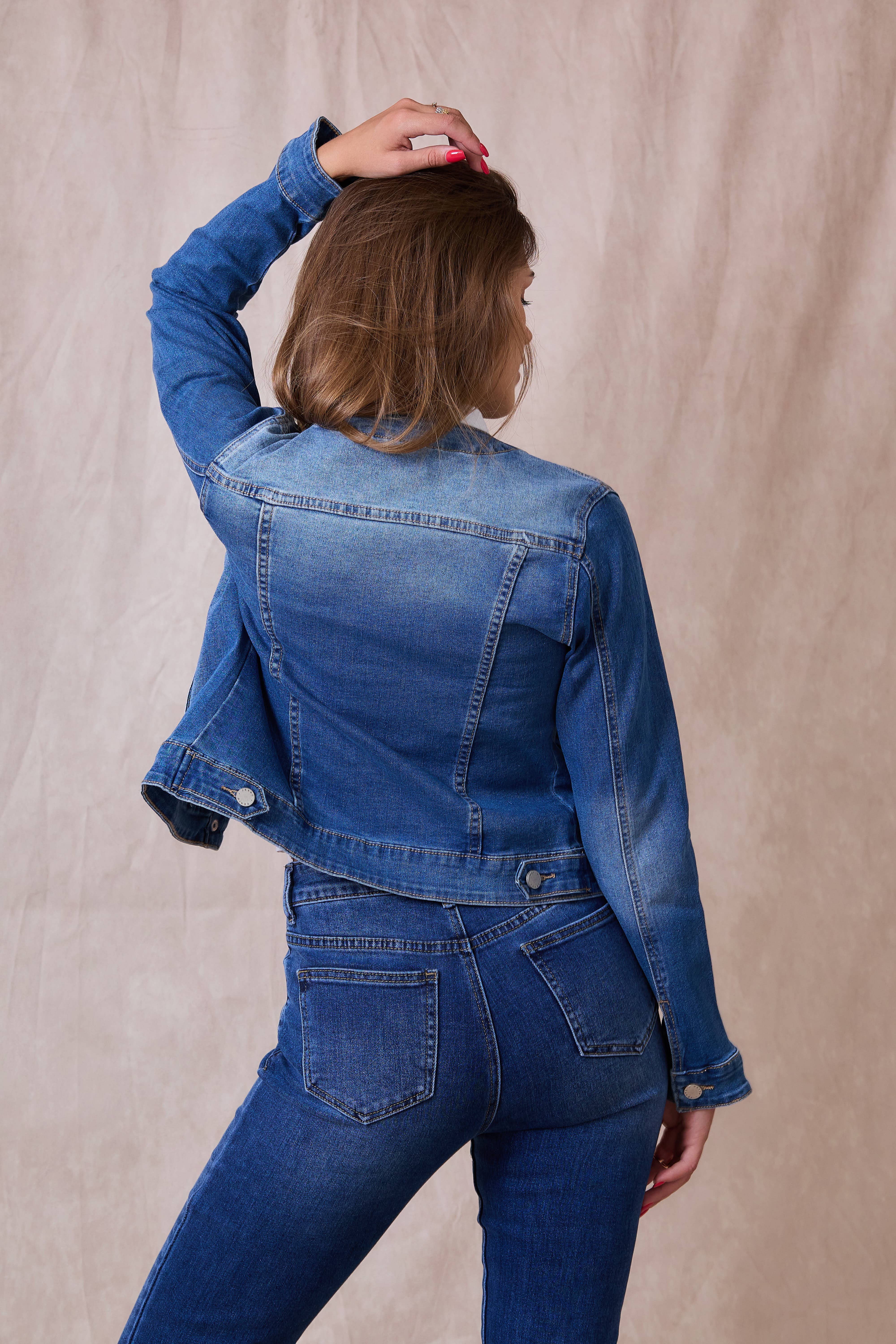 Jeans Denim jacket (Pearl and Rhinestone) - ANA & LUCY for wholesale on Faire7