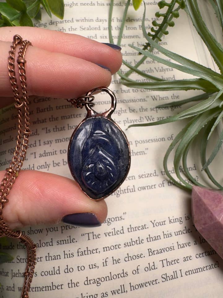 Sodalite Yoni Necklace for wholesale by Copper Ashes