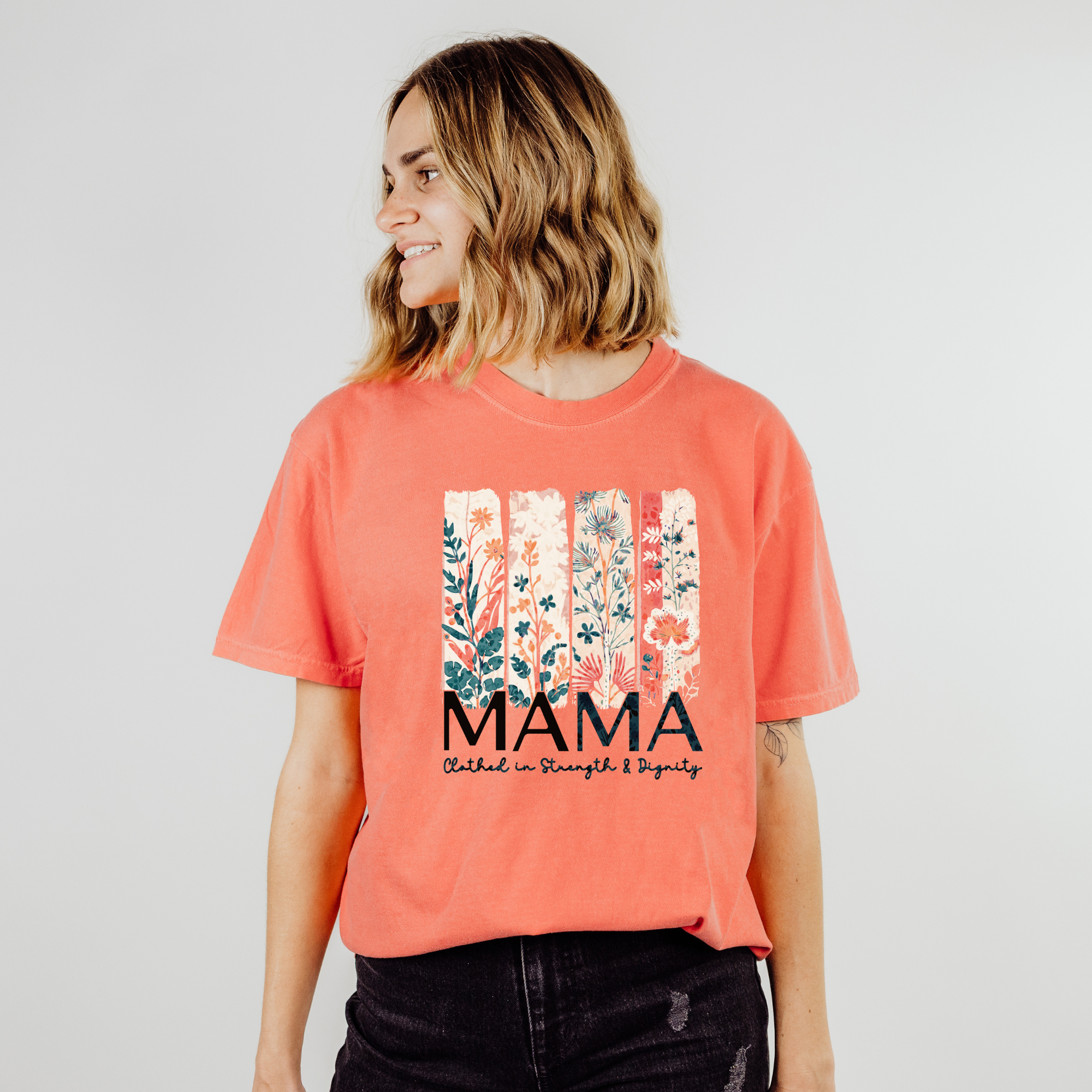 Scripted Pearl - Wholesale Screen Printed T-Shirt - Women's - Proverbs 31 Mama Comfort Color Christian Mother's Day Tshirt9