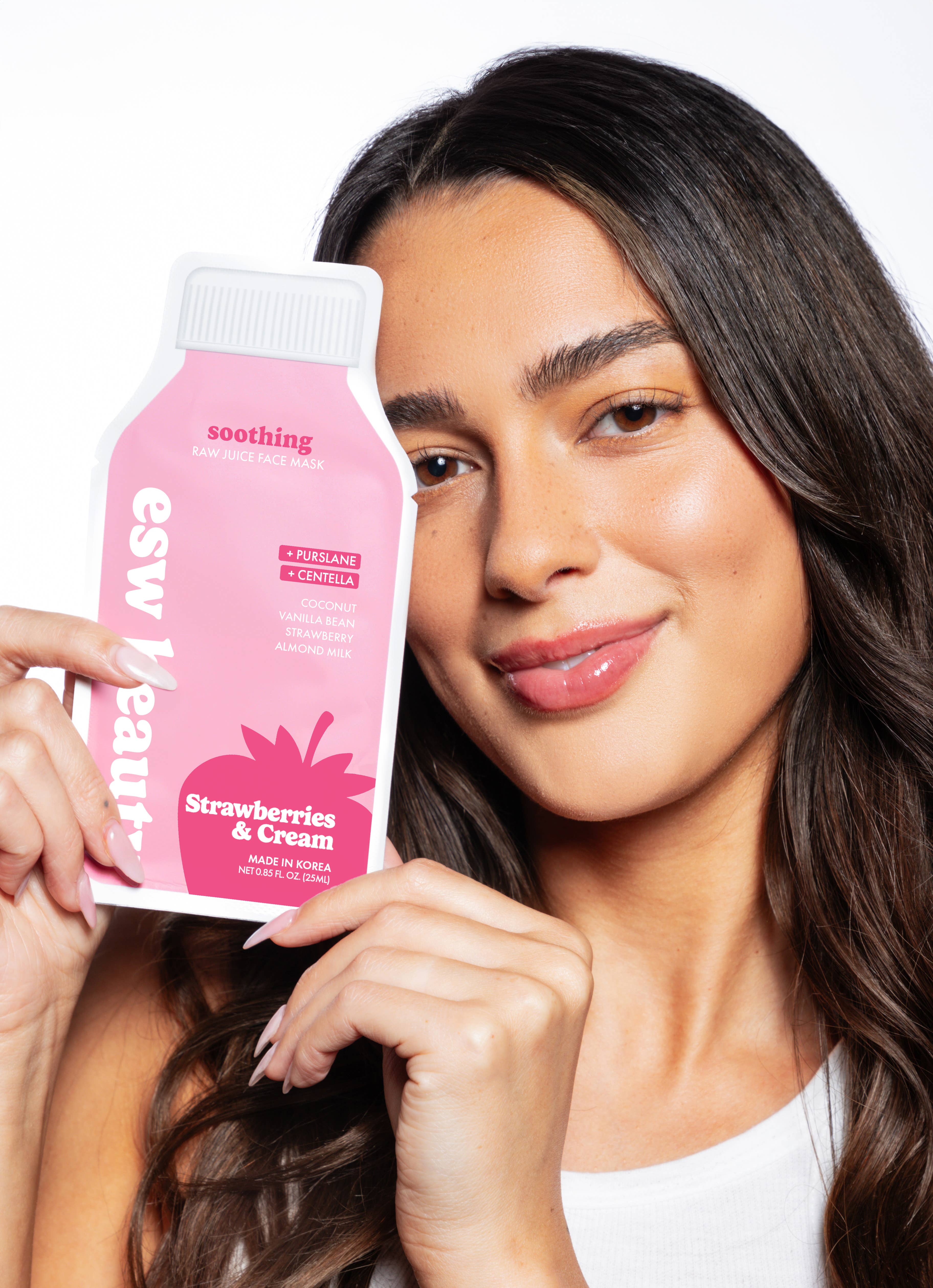 ESW Beauty – wholesale Skincare face mask – Strawberries and Cream Soothing Raw Juice Sheet Mask2
