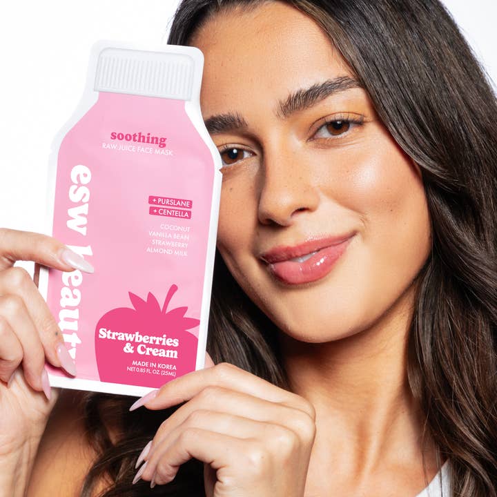 ESW Beauty – wholesale Skincare face mask – Strawberries and Cream Soothing Raw Juice Sheet Mask2