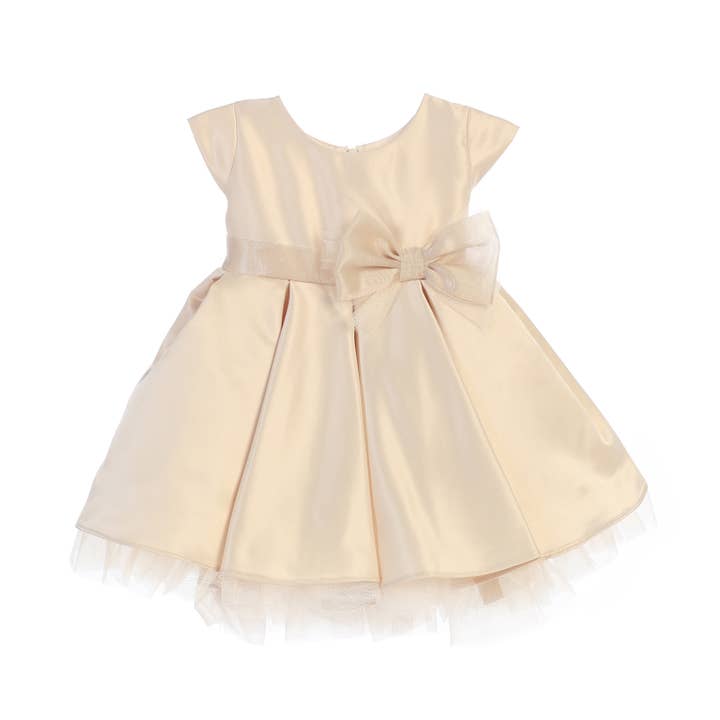 Sweet Kids, Inc. - Wholesale Jurk - Kinderen - SK711 - geplooid satijn & peek a boo tule jurk met strik3