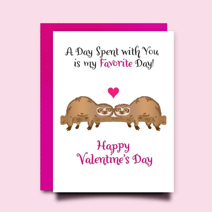 Valentine Card Sloths - A Day Spent with You for wholesale by SpillinInk