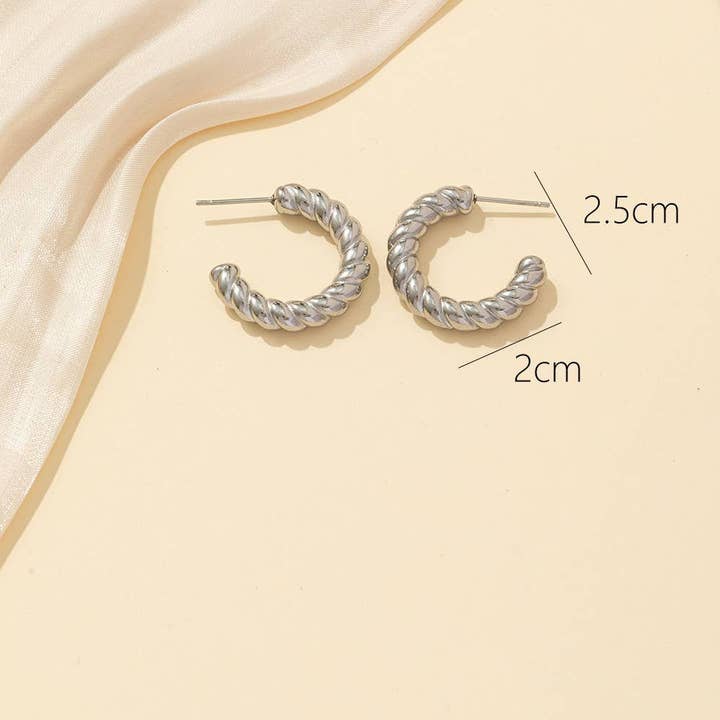 24boA040A Stainless Steel Stud Earrings for wholesale by Blossom bijoux