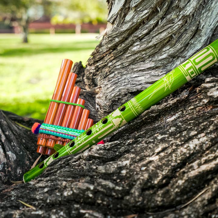 Pichincha - Wholesale Musical Instrument - Large Colored Bamboo Wooden Recorder Flute Music Instrument