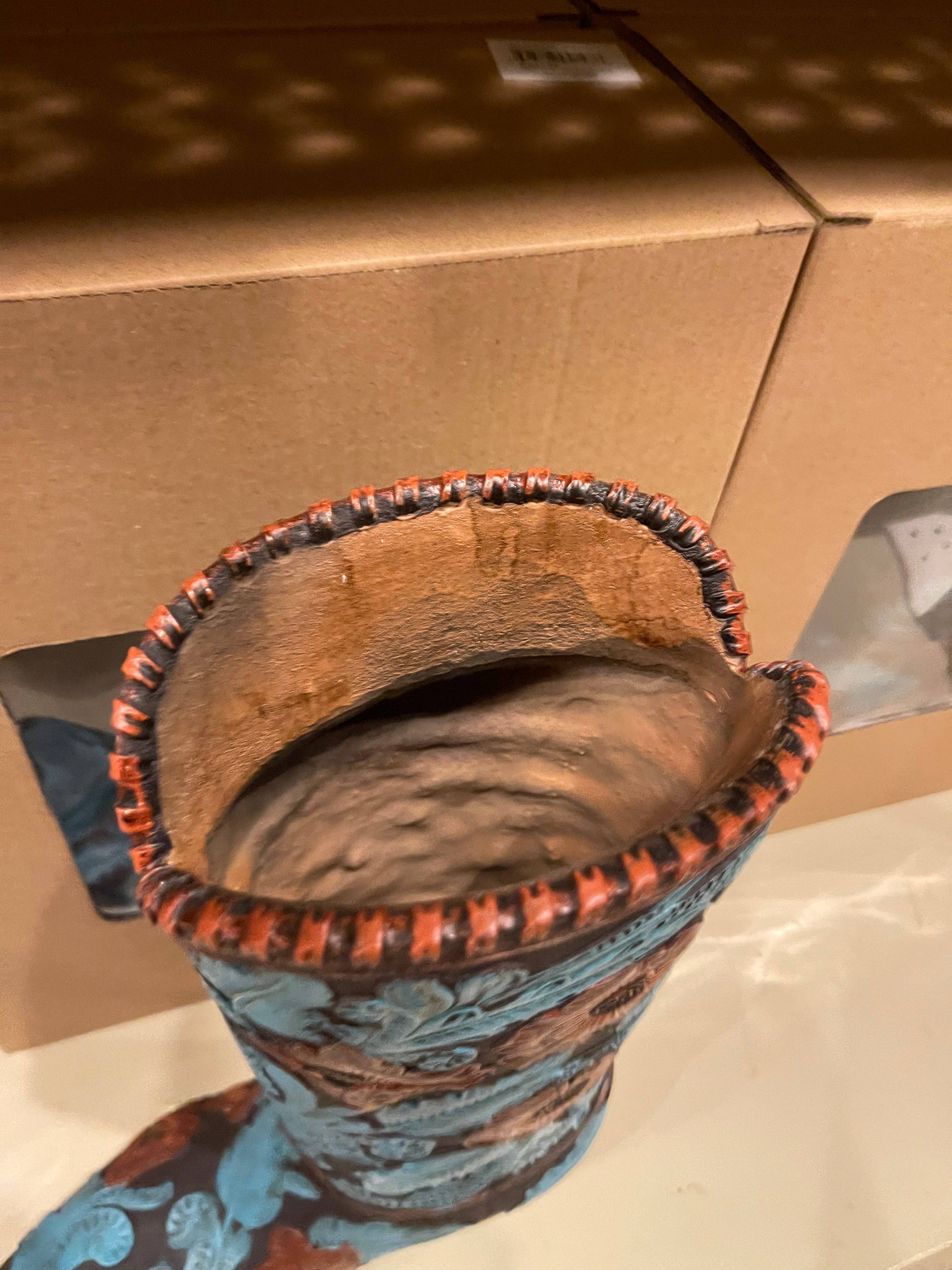 Broads Market - Wholesale Vaas - Blauwe cowboylaars vaas met bloemenmotief3