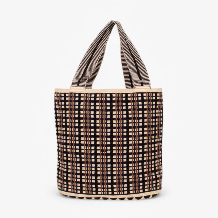 Tjek oval tote | Navy for engroshandel hos Guajii Design