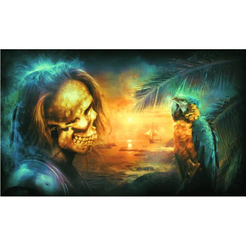 Skull and Parrot 5'x3' (Digital Print) for wholesale by Worldwide Flags Ltd