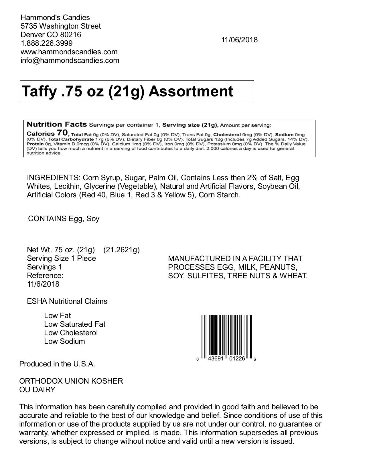 Hammond's Candies - Wholesale Taffy - Hand-Pulled Flat Taffy - Flavor Asst -20 Case/480 Pc Package3
