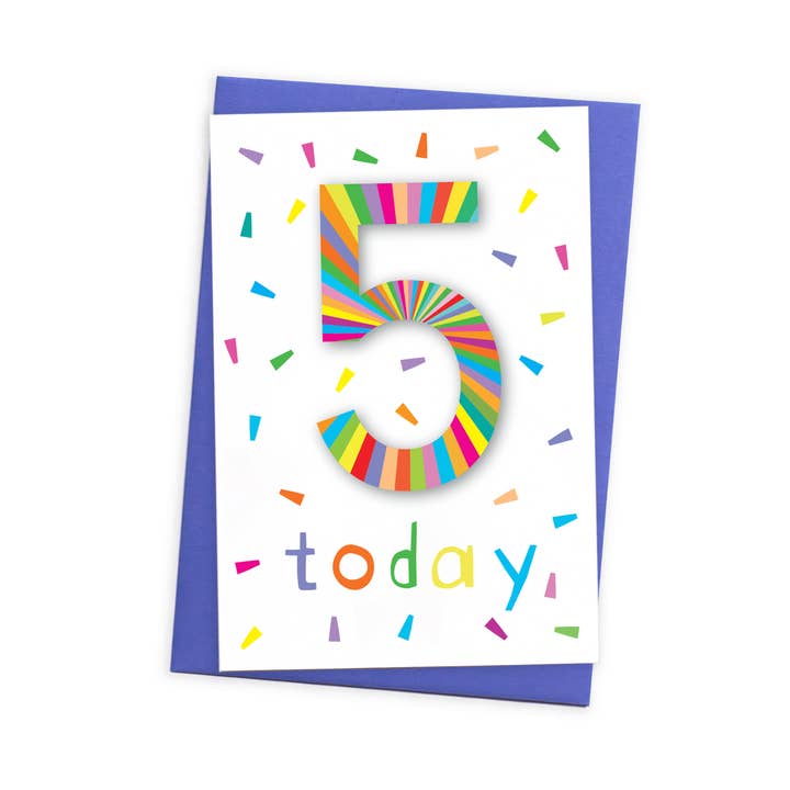 5th Birthday Card And Coloured Envelope - Fun Birthday Cards for wholesale by size3art