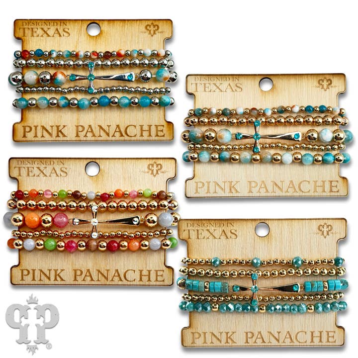 Pink Panache Brands - Wholesale Charm/Dangle Bracelet - Shiny finish cross bracelet with Austrian crystals