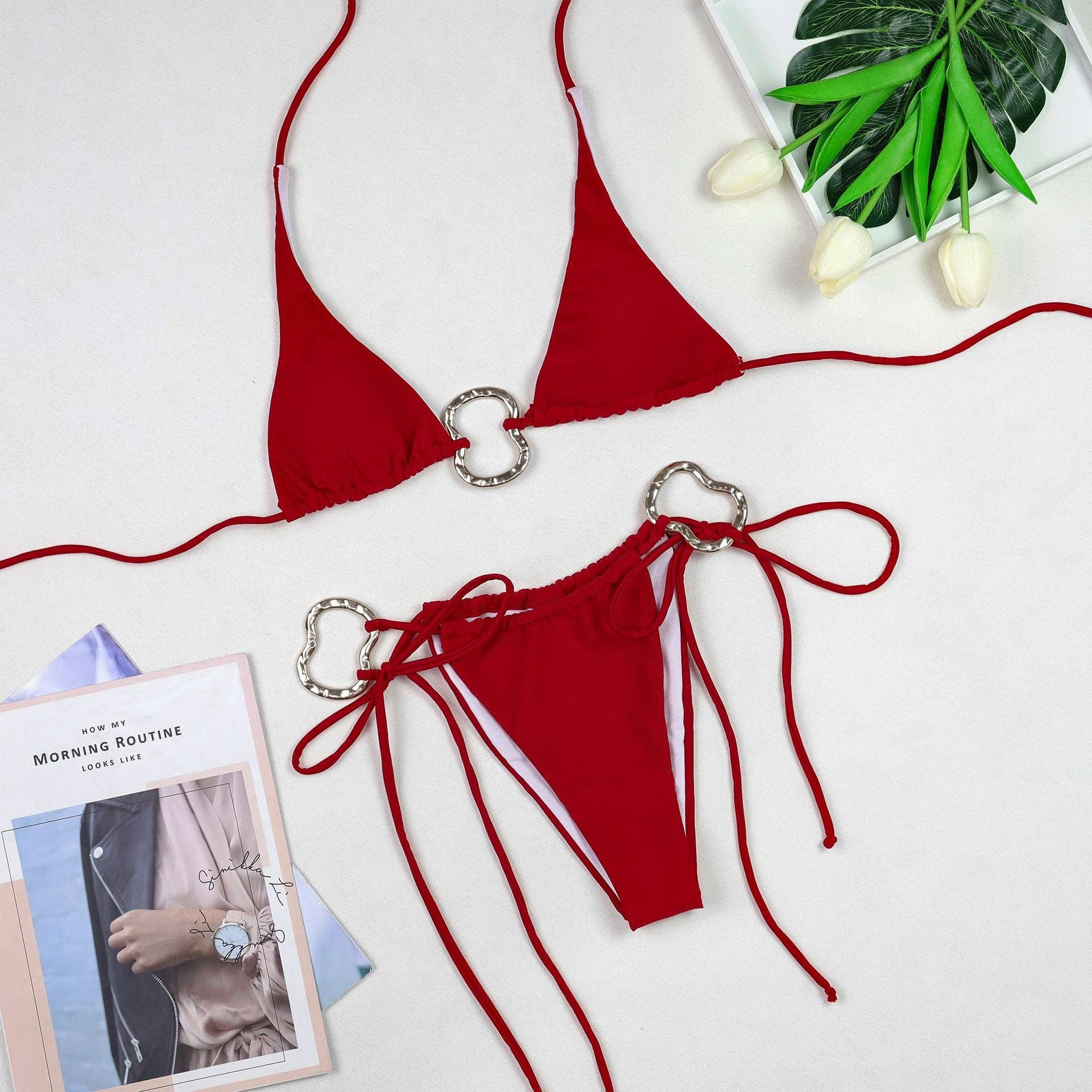 Dipped Shop - Wholesale Two Piece Swimsuit - Women's - Solid Color Sexy Halter Bikini Swimwear DP25C5438