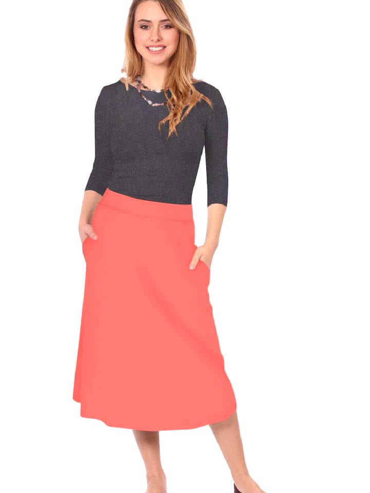 Kosher Casual - Wholesale Skirt - Women's - The Perfect A-Line Midi Skirt with Pockets
