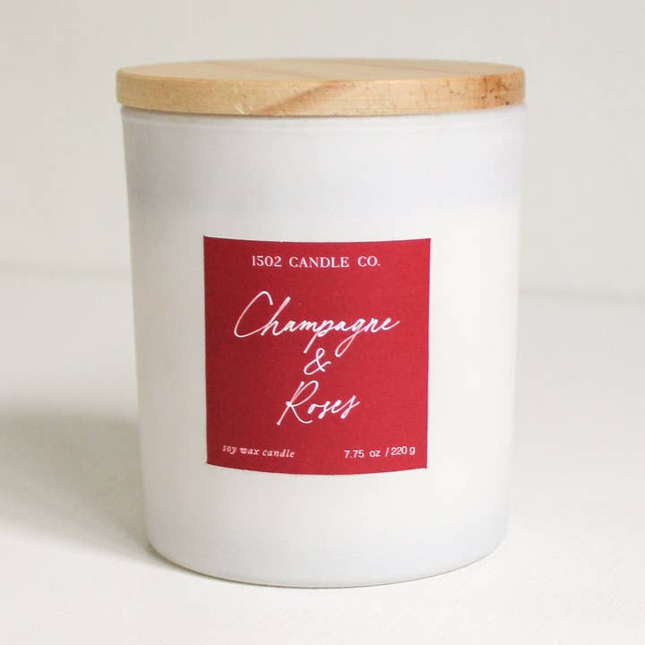Champagne & Roses Soy Wax Candle for wholesale by 1502 Candle Co.