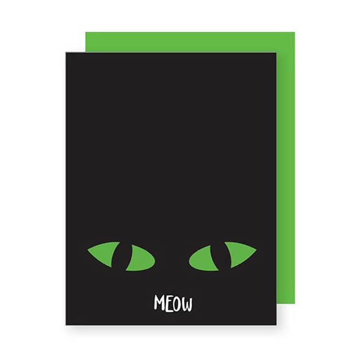 Cartão de Dia das Bruxas Cat Eyes impresso digitalmente - Caixa com 6 por atacado de Sky of Blue Cards