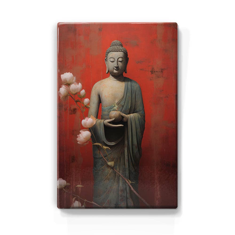 Laqueprint – wholesale Art print – Buddha with flowers - Mini Laqueprint - 9.6 x 14.7 cm - LPS5222