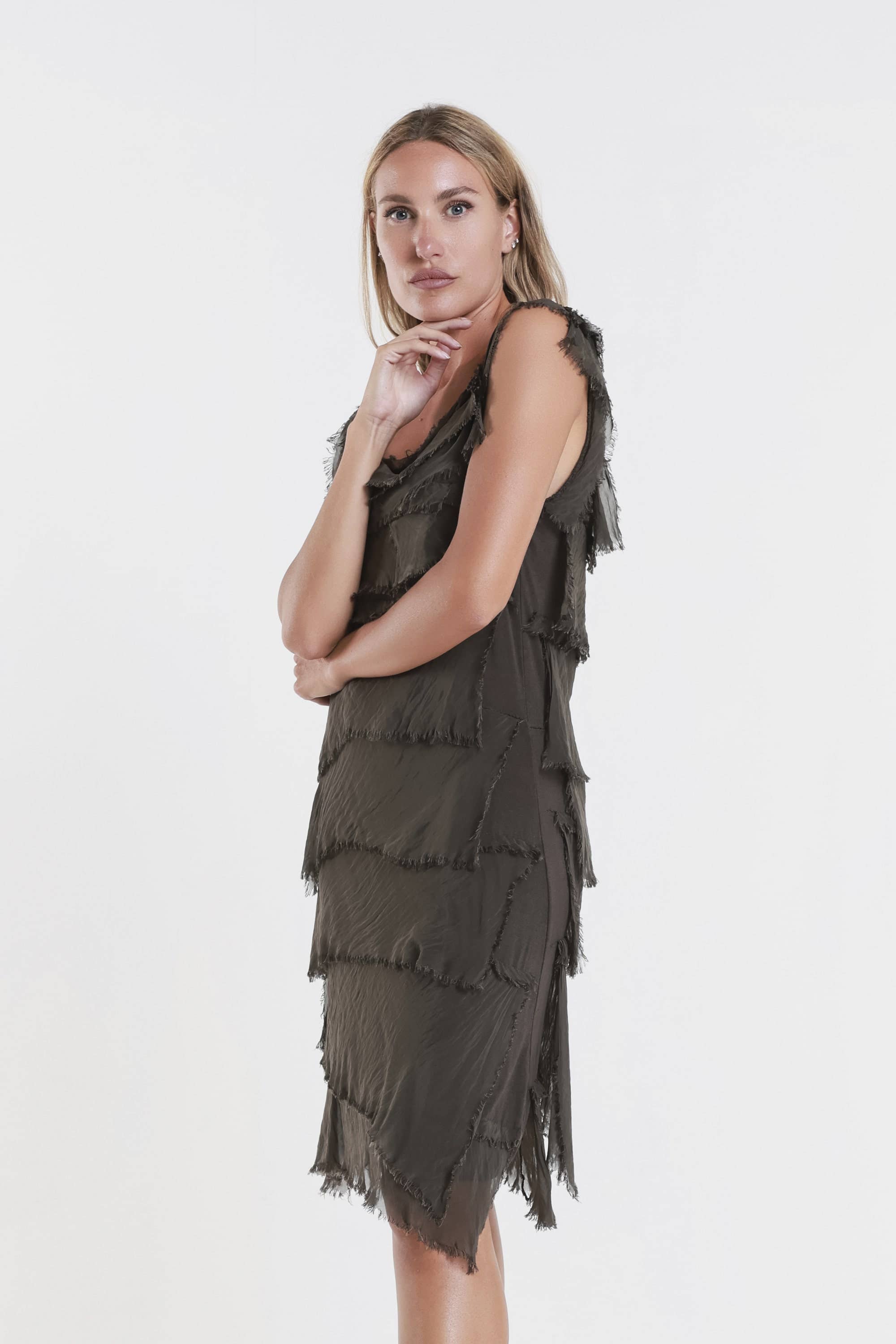 TINA Stephens Italy/Tees By Tina - Wholesale Dress - Women's - Mariana Silk Ruffle Dress (DT202)37