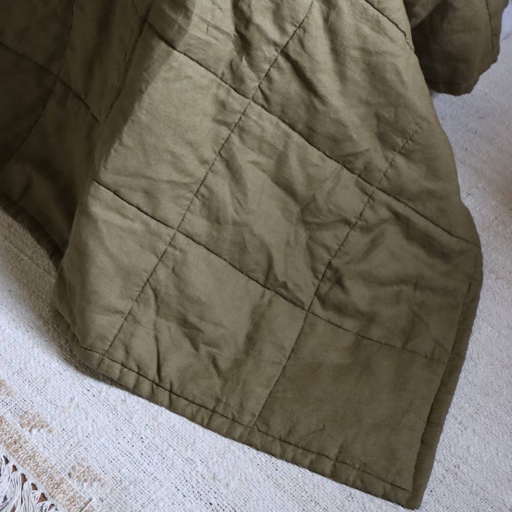 Ellenvale Trade - Vendita all'ingrosso Plaid - Trapunta di lusso in lino oliva trapuntato2