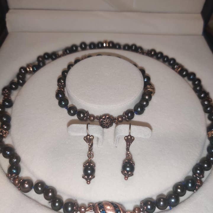 AA Rated Black Asian Pearl Handknotted Set for wholesale by The Atlas Rose And Key