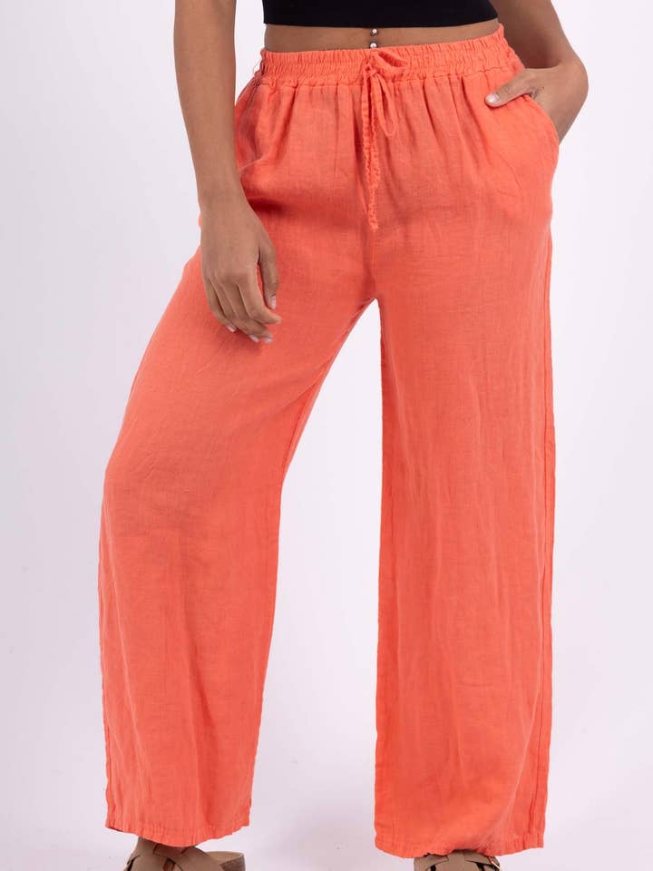 5299D WIDE LINEN TROUSERS for wholesale by LINEN & COTTON HOUSE