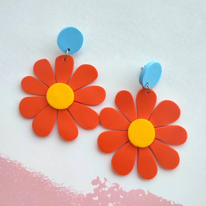 Poppy earrings - orange for wholesale by Chungawawa