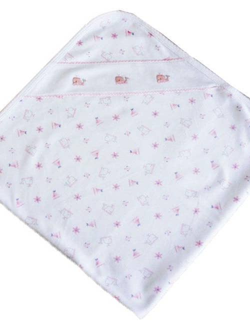 Decke aus Pima-Baumwolle für Mädchen mit rosa Wal-Print für den Großhandel von Baby Threads