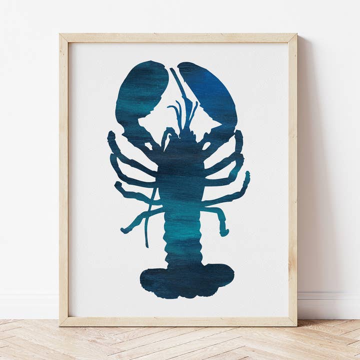 Blue Lobster Art Print | Lobster Wall Art for wholesale by Gert & Co